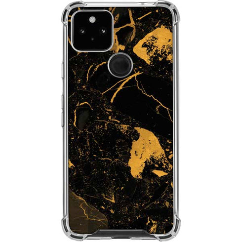 Black and Gold Scattered Marble Google Pixel 5a 5G Clear Case